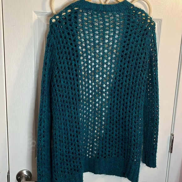 CHARLOTTE Russe crochet cardigan women’s M dark teal fits smaller - Picture 7 of 10